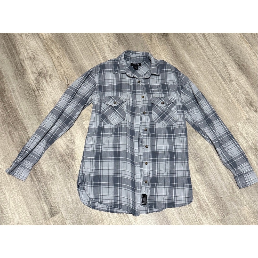 RSQ flannel gray plaid long sleeve button Mens Size extra extra small
